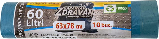 Sacuri De Gunoi Capacitate 60lt Cu Bandă De Dantelă 78x63cm 10 Buc
