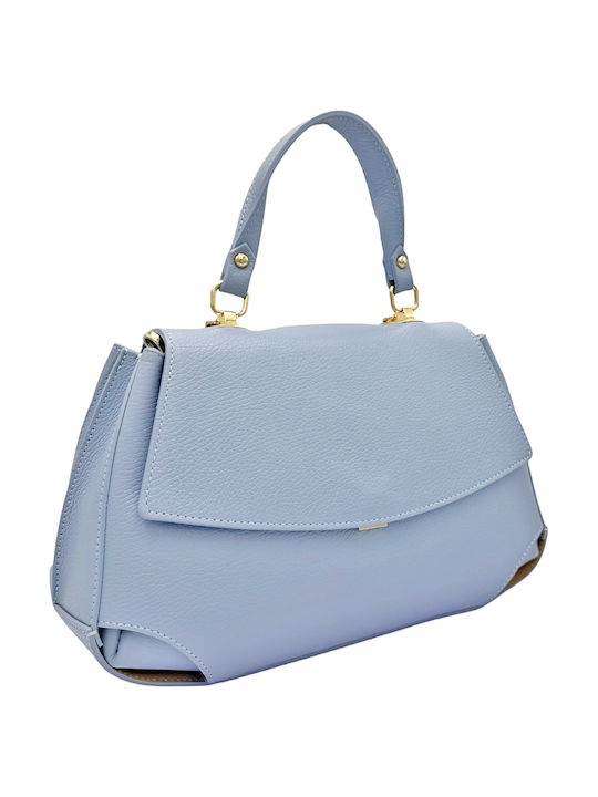 Leather Women's Shoulder Bag Light Blue