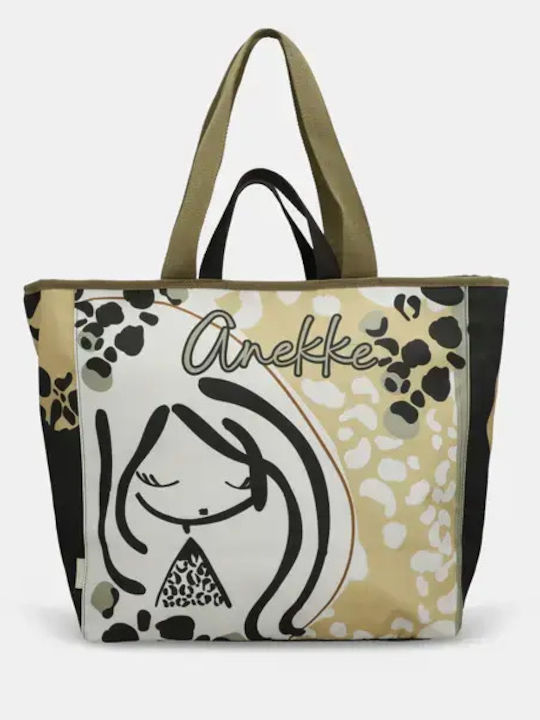 Set mit Damen-Schultertasche aus Rattan Braun