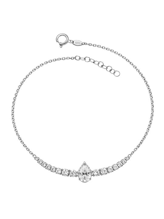Brățară Pentru Femei Rosette Din Aur Alb 9 Carate Cu Zircon 19cm