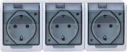 Triple Socket Transparent Cover Hermes 16a/250v Ip44 Elpl-0326-01 Triple Socket Transparent Cover Hermes 16a/250v Ip44 Elpl-0326-01