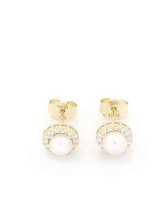 14K Gold Stud Earrings with Stones & Pearls