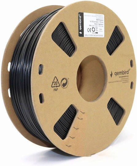 Gembird ASA 3D Printer Filament 1.75mm Μαύρο 1kg