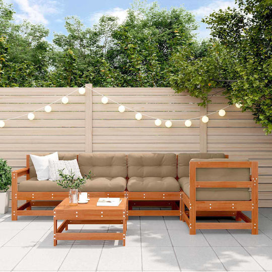 Garten- und Outdoor-Möbelset für Wohnzimmer 6 Stück Braune mit Kissen