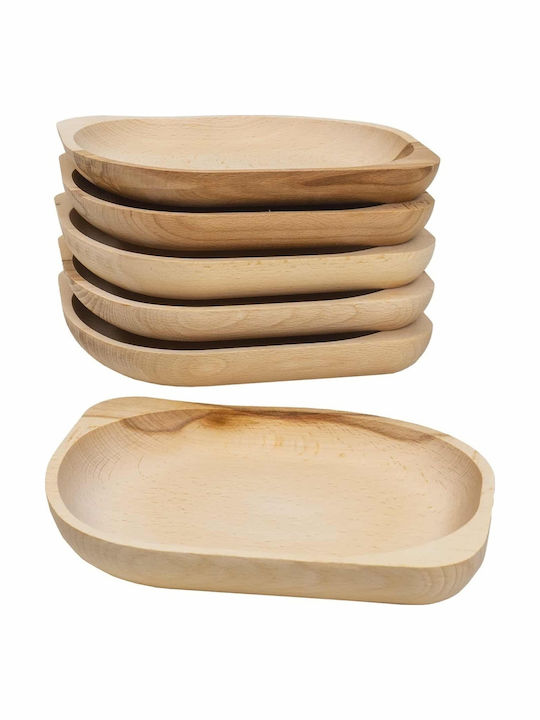 Piatelă De Servire Ovală Din Lemn Bej 23x20cm 6 Bucăți