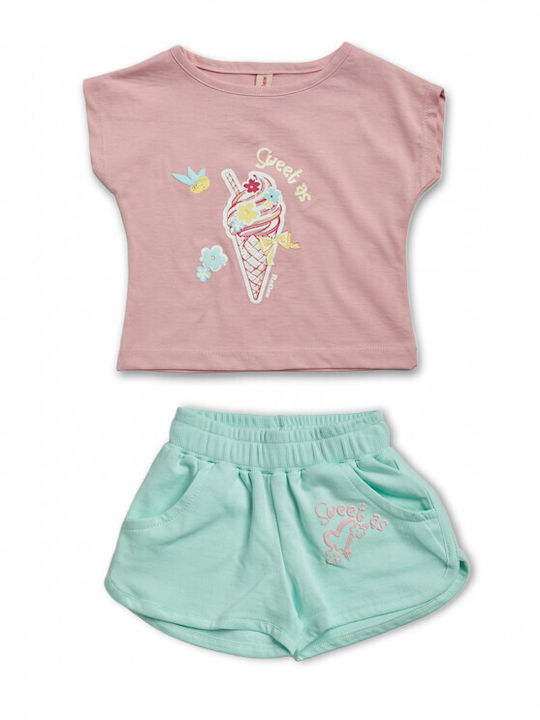 Kinderbekleidungssets mit Sommer Shorts 2 Stück Rosa Mint