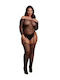 Διχτυωτό Bodystocking Off-shoulder Μαύρο Χρυσό Plus Size Xl-4xl Le Desir