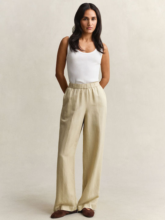 Gant Women's Linen Trousers in Loose Fit Ecru