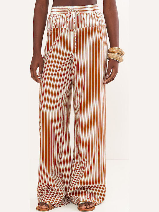 Colcci Women's Fabric Striped White Trousers