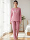 Winter Damen Schlafanzug Set Rosa