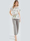 Taro Summer Women's White Pyjama Set