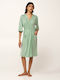 Vamp Vamp Damen Schlafanzug Baumwollene Sommer Robe Mint Grau
