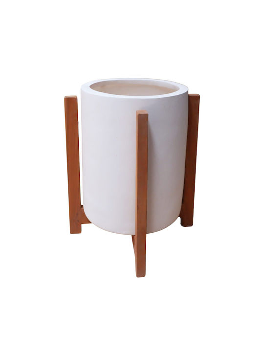 HomeMarkt Hoff Γλάστρα Τσιμεντένια Λευκο-teak