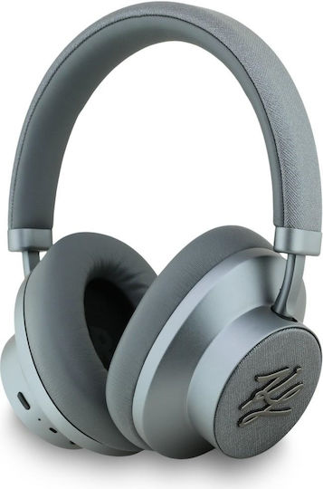 Karl Lagerfeld Grained Initials Wireless Bluetooth Over Ear Headphones with 30 Hours Playing Time Gray