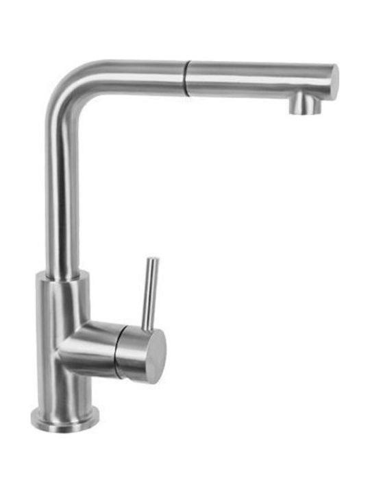 Omnires Albany Ab1455 Küchenarmatur Zähler mit Herausziehbarer Brause Silber