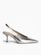 Leather Heels with Medium Heel Silver