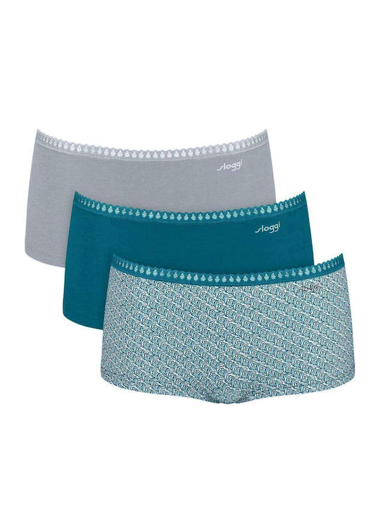 Γυναικεία Boxer 3Pack Πετρόλ-γκρι