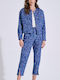Women's Blue Kit with Trousers in Carrot Fit