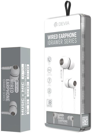 Devia Idrawer Series Жични Слушалки Бели 8бр/комплект