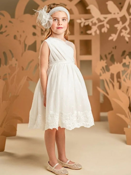Baby Bloom Λευκό Φόρεμα Βάπτισης από Τούλι