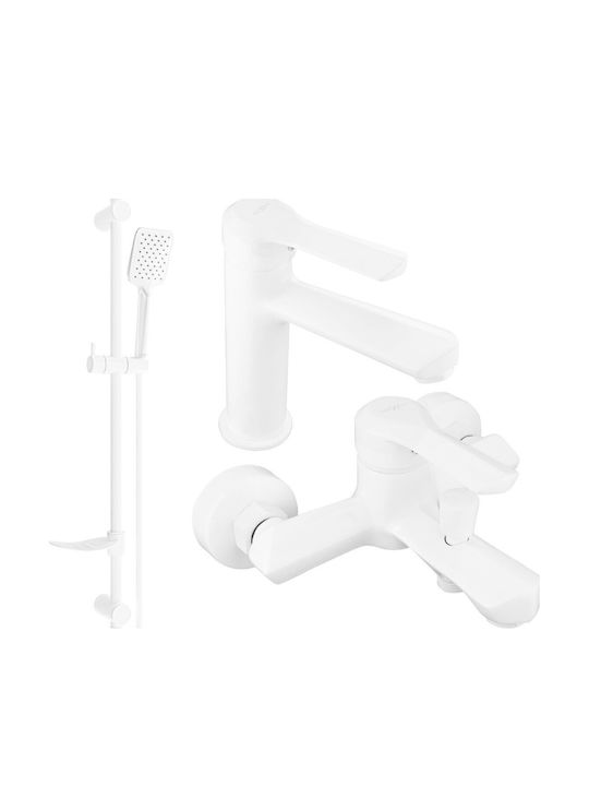 Mexen Thermostatic Bathtub Mixing Faucet Complete Set White