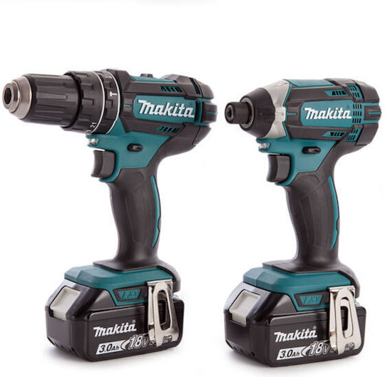 Makita DLX2131J Σετ Δράπανο & Κρουστικό Δραπανοκατσάβιδο 18V με 2 Μπαταρίες 3Ah και Θήκη