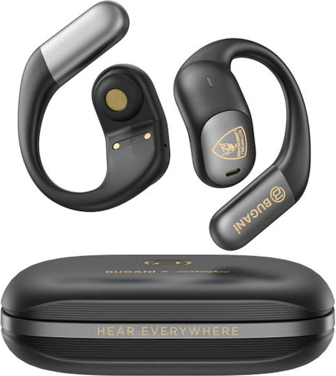 Bugani B15 Open Ear Bluetooth Handsfree Ακουστικά με Αντοχή στον Ιδρώτα και Θήκη Φόρτισης Μαύρα