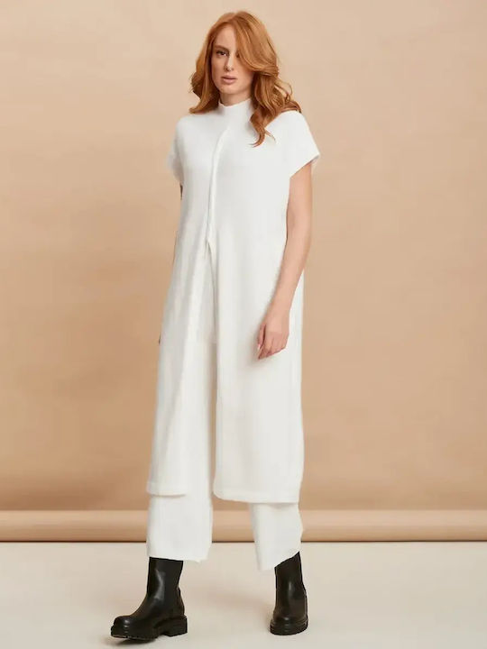 Knitted Set Trousers Long Turtleneck White Size...