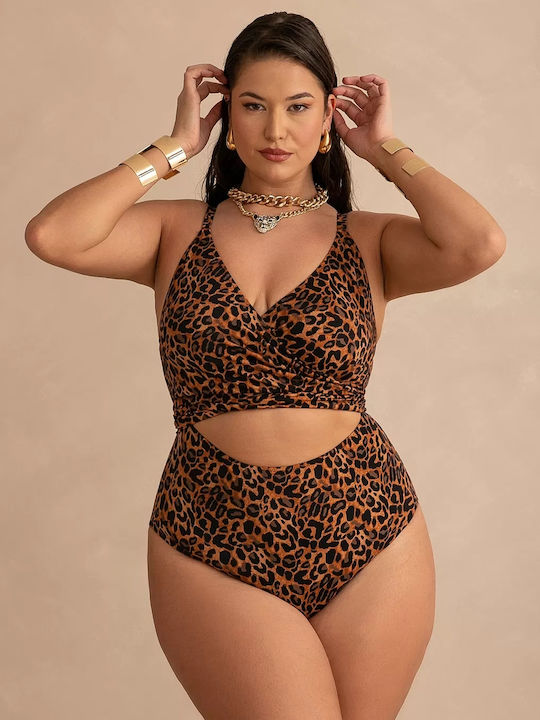 One Piece Swimsuit For Large Bust Animal Print Leo