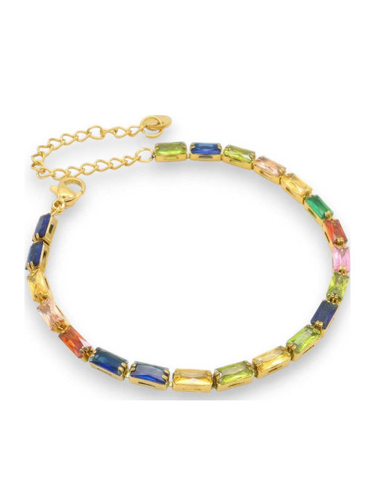 Charmy Women's Bracelet Chain Made of Gold Plated Steel with Zircon 17cm B3545