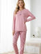 Winter Damen Schlafanzug-Set Baumwoll Rosa