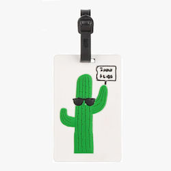 Silicone Luggage Label Bartuggi 718-060605 White Cactus Flexible Green Luggage Tag Identification