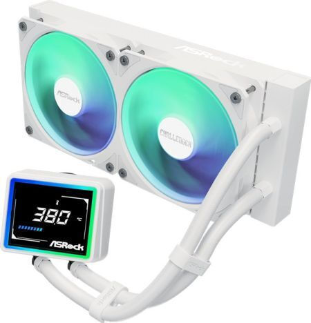ASRock Challenger 240 Digital Water Cooling System AIO CPU with 2 Fans 120mm and ARGB Lighting White