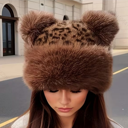 Pom Pom Beanie Unisex Căciulă Tricotată Maro