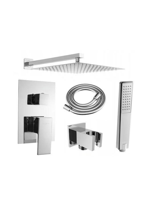 Mexen Eingebaute Mischbatterie, Telefon & Duschkopf-Set für Dusche Silber