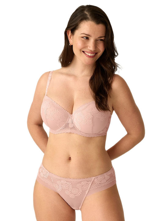 Promise Lace Underwear Set Bra with Slip Pink
