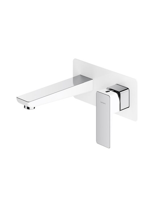 Omnires Eingebaute Wasserhähne Set Mixer & Mundstück für Waschbecken Weiß