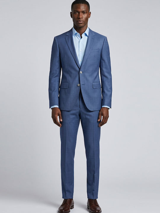 Winter Men's Groom's Suit with Vest with Slim Fit Light Blue
