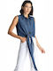 Sleeveless Women's Shirt Dark Blue