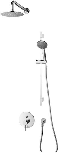 Omnires Eingebaute Mischbatterie, Telefon & Duschkopf-Set für Dusche Silber