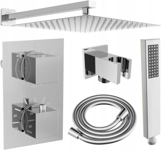 Mexen Built-in Mixer Phone & Shower Head Set for Shower Silver