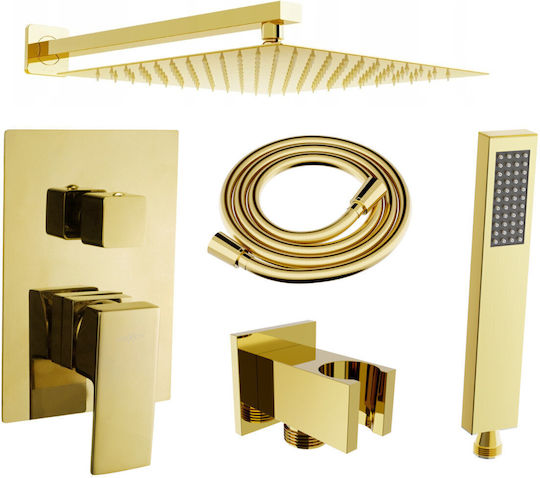 Mexen Built-in Mixer Phone & Shower Head Set for Shower Gold