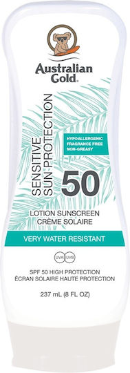 Australian Gold Sensitive Sun Protection SPF50 Αδιάβροχο Παιδικό Αντηλιακό Γαλάκτωμα 237ml