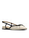 Sensa15 Bow Leather Women's Ballerina Shoes With Strap In Beige Color