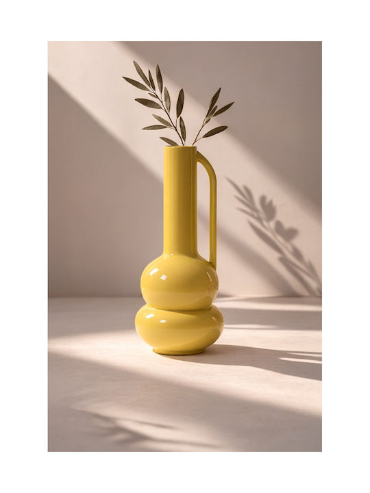Kaemingk Decorative Metallic Yellow Vase 13.5x13.5xH33cm