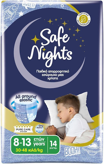 Safe Nights Πάνες Βρακάκι Εσώρουχο Kids για 8-13kg 14τμχ