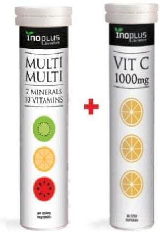 Inoplus 1+1 Inoplus Multi Multi 7 Minerals 10 Vitamins Food Supplement Energy 20 Effervescent Tablets & Vit C 1000mg Food Supplement Vitamin C 20 Effervescent Tablets