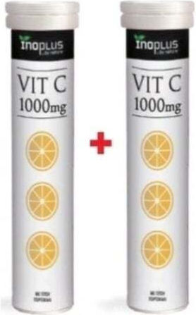 Ino Plus Vit Vitamin for Immune Support Skin & Antioxidant Action 1000mg 2 x 20 Effervescent Tablets