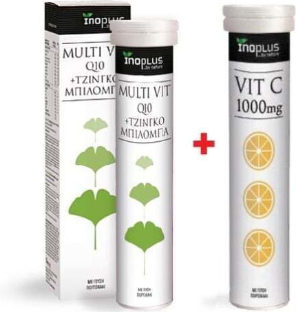 Inoplus 1+1 Inoplus Multi Vit Q10 Gingko Biloba Dietary Supplement Physical & Mental Energy 20 Effervescent Tablets & Vit C 1000mg Dietary Supplement Vitamin C 20 Effervescent Tablets