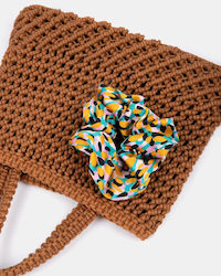 Scrunchy Samt Größe One Size Grüne Gelbe Druck